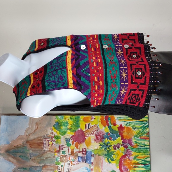 Vintage Carole Little Sport Petite Embellished Sweater Vest - Picture 2 of 6